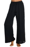 La Blanca Coastal Crochet Wide Leg Cover-up Pants In Black