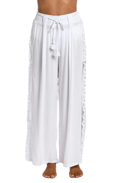 La Blanca Coastal Crochet Wide Leg Cover-up Pants In White