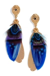 Gas Bijoux Small Sao Feather Earrings In Blue Mix