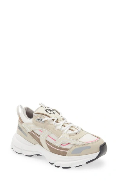 Axel Arigato Marathon Mixed Leather Running Trainers In Beige,pink