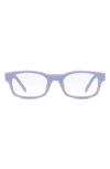 Givenchy 49mm Blue Rectangular Blue Light Blocking Glasses In Shiny Milky Lilac
