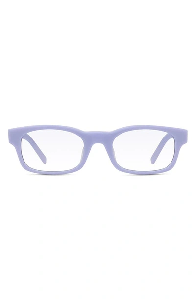 Givenchy 49mm Blue Rectangular Blue Light Blocking Glasses In Shiny Milky Lilac