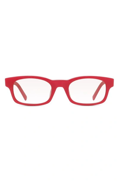Givenchy 49mm Blue Rectangular Blue Light Blocking Glasses In Shiny Red