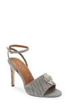 Kurt Geiger Kensington Hounds Tooth Check Embellished Heeled Sandals In White