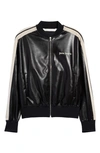 PALM ANGELS FAUX LEATHER TRACK JACKET