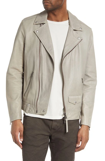 Allsaints Indi Leather Biker Jacket In Clay Taupe