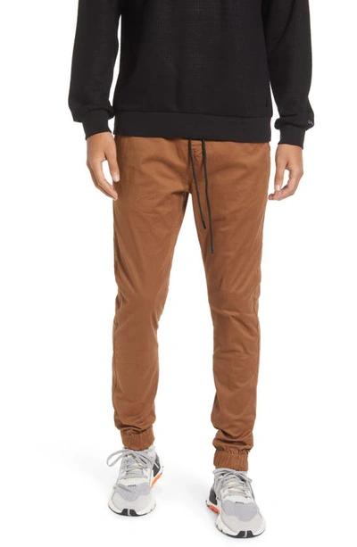 Kuwalla Midweight Stretch Cotton Chino Joggers In Bronze