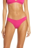 Skims Stretch Cotton Dipped Thong In Raspberry