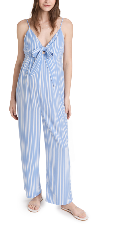 Ingrid & Isabel Tie Front Maternity Jumpsuit In Small Cabana Stripe