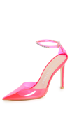 Stuart Weitzman Glam 100 Strap Pumps In Neon Pink/neon Pink/clear