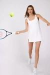 Splits59 Martina Rigor Concealed-shorts Stretch-jersey Mini Tennis Dress In White