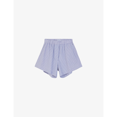 Libertine-libertine Real Mid-rise Organic-cotton Shorts In Blue Pin Stripe
