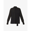 Valentino Tie-neck Long-sleeved Silk Blouse In Nero