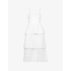 SELF-PORTRAIT BRODERIE ANGLAISE TIERED COTTON MIDI DRESS