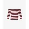 VALENTINO STRIPED OFF-THE-SHOULDER COTTON-BLEND TOP