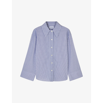 Libertine-libertine Mercy Oversized Striped Organic Cotton Shirt In Blue Pin Stripe