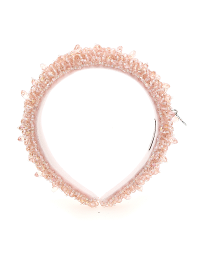 Monnalisa Lurex Headband In Dusty Pink Rose