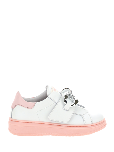 Monnalisa Nappa Sneakers With Chain In Cream