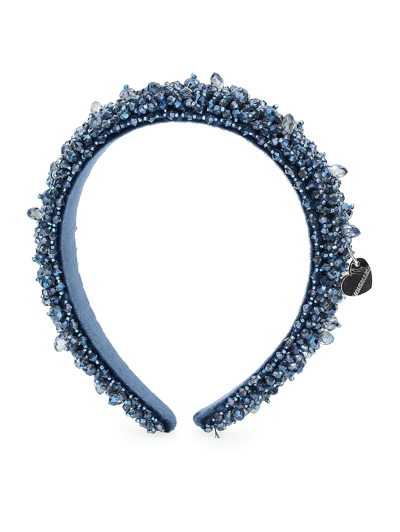 Monnalisa Lurex Headband In Steel Blue