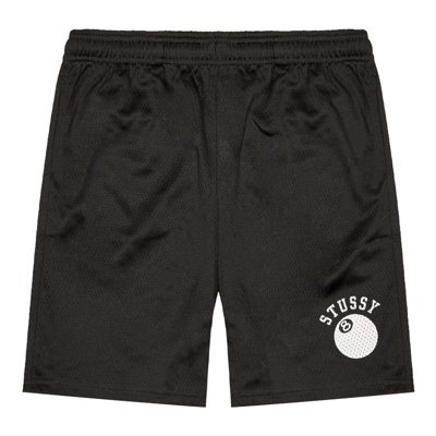 Stussy 8-ball Wide-leg Logo-print Mesh Shorts In Black