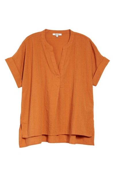 Madewell Short Sleeve Cotton Blouse In Mulled Cider