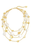 Karine Sultan Multilayer Necklace With Cultured Pearls In Gold