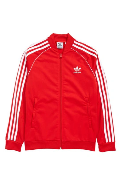 Adidas Originals Kids' 科技织物再生纤维运动夹克&裤子 In Red