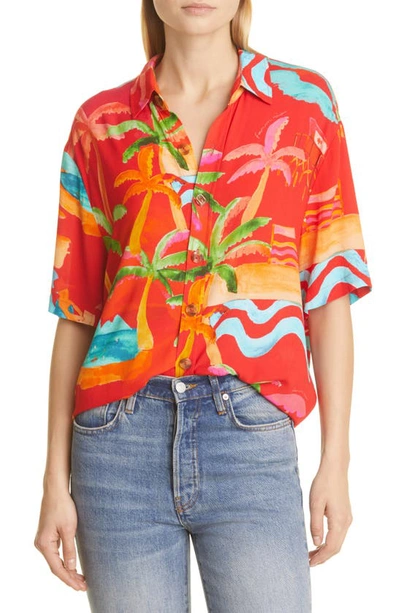 Farm Rio Unisex Ipanema Island Print Camp Shirt