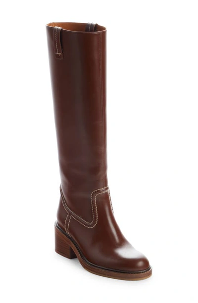 Chloé Mallo Tall Boot In Brunet Brown