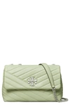 Tory Burch Kira Chevron Quilted Small Convertible Leather Crossbody Bag In Pine Frost