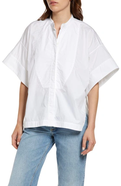 Rag & Bone Laura Button-front Collared Short Sleeve Shirt In White