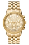 Michael Kors Hutton Goldtone Stainless Steel Chronograph Watch In Gold / Gold Tone