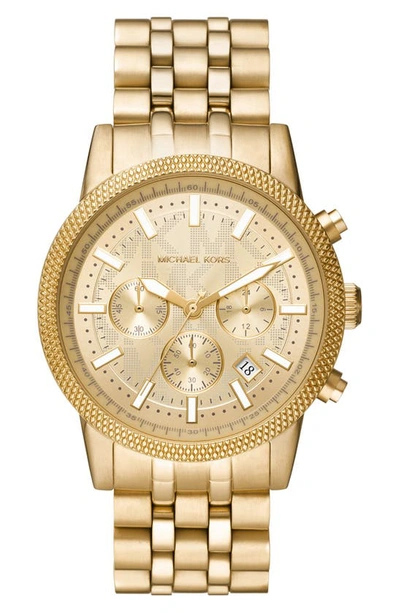 Michael Kors Hutton Goldtone Stainless Steel Chronograph Watch In Gold / Gold Tone