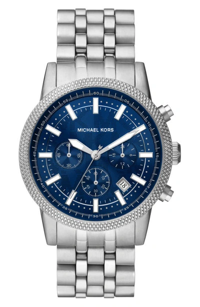 Michael Kors Men's Hutton Chronograph Stainless Steel Bracelet Watch 43mm In Silver-tone