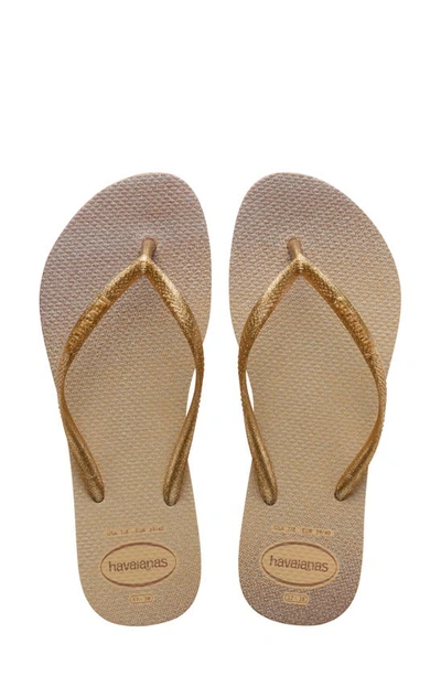 Havaianas Slim Gloss Flip Flop In Golden