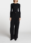 Balenciaga Metallic Tweed Baggy Wide-leg Pants In Noir