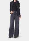 Citizen Of Humanity Womens Devine (washed Blk) Paloma Wide-leg Mid-rise Stretch-denim Jeans In Beverly Brook