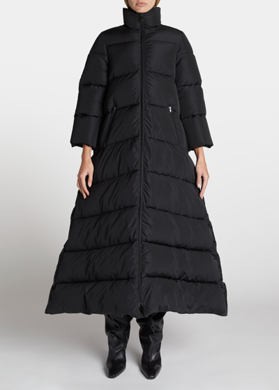 Balenciaga Maxi Bow A-line Puffer Coat In Black