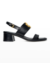 Tory Burch Leather Dual-band Slingback Sandals In Perfect Black