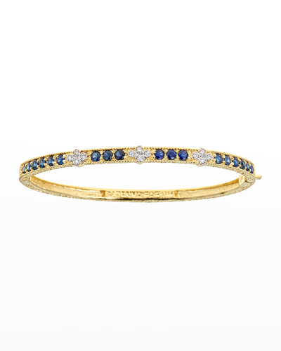 Tanya Farah Yellow Gold Round Blue Sapphire And Diamond Bracelet