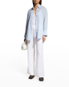 Vince Striped Oversized Button-front Cotton Shirt In Riviera