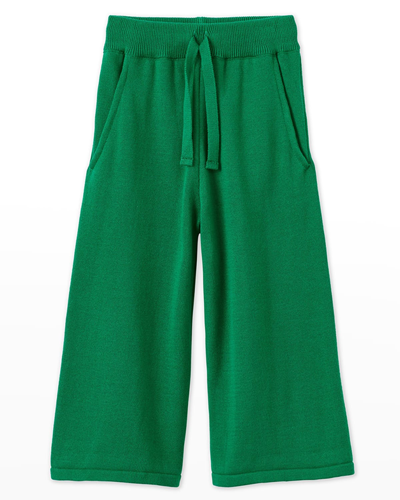 Vild - House Of Little Kid's Organic Cotton Knit Wide Leg Trousers In Green