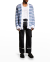 Marni Men's Striped Mohair Cardigan Sweater In Lily/white