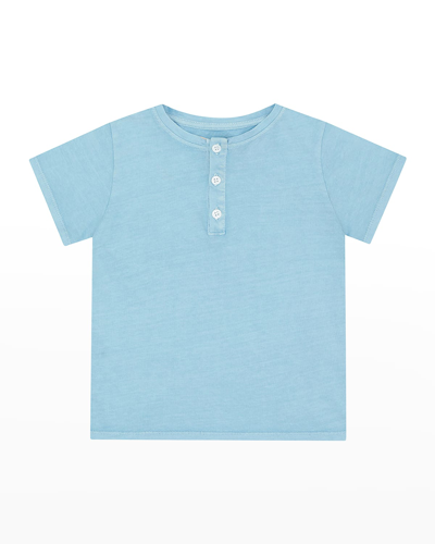 Vild - House Of Little Kid's Cotton Henley Shirt In Ice Blue