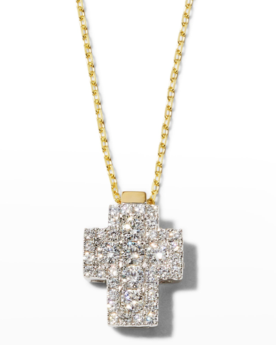 Frederic Sage Micro-set Round Diamond Cross Necklace