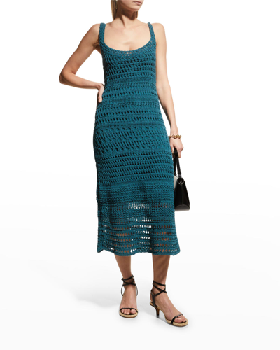 Vince Crocheted Cotton-blend Midi Dress In Blue Waltz | ModeSens