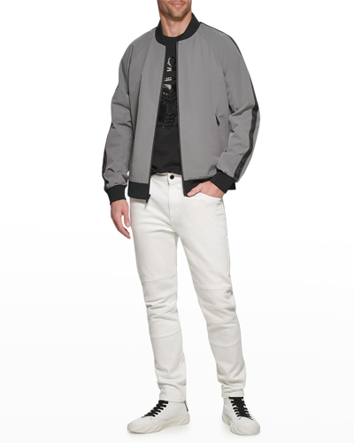 Karl Lagerfeld Men's Bomber Jacket With Logo Tape In Grey