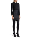 Balenciaga Short Skirt In Black Stretch Nylon With Curl In Noir