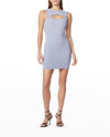 Herve Leger Crystal Cutout Ottoman Mini Dress In Pewter 479