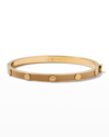 Tory Burch Miller Stud 5mm Enamel Hinge Bracelet In Tory Gold Sand